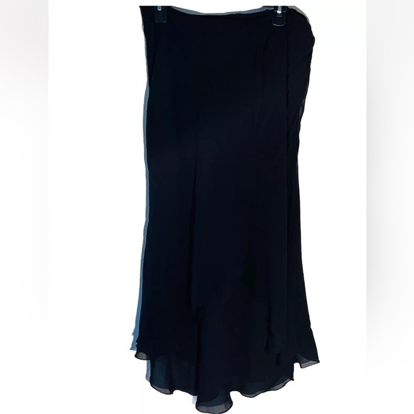 Ralph Lauren Black Silk  Midi Wrap Split Skirt Size L - Picture 5 of 10